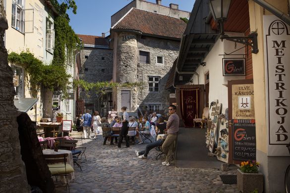 View to the Masters' Courtyard in the Old Town of Tallinn, Estonia.