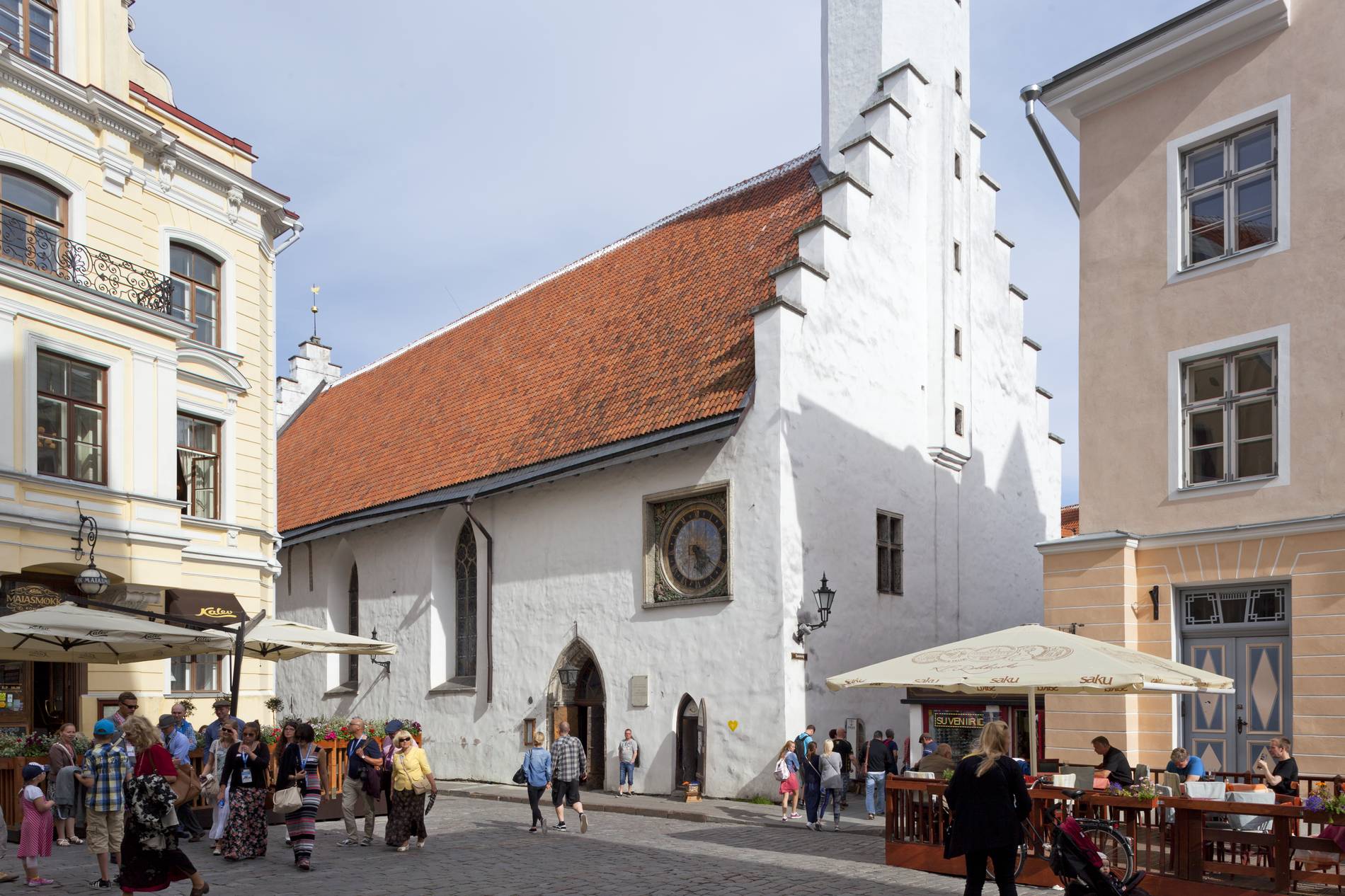 View of the Holy Spirit Church in the Old Town of Tallinn, Estonia