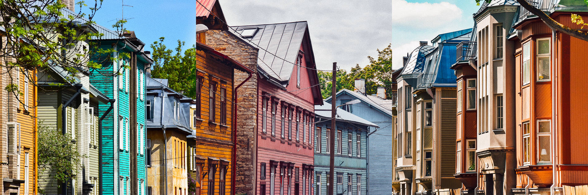 Kalamaja's colourful wooden houses in Tallinn, Estonia Photo: 