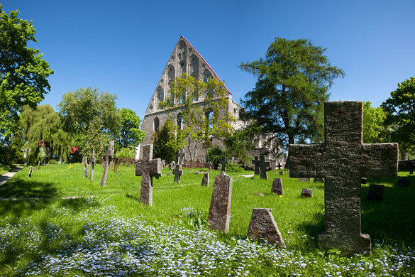 External view of the St. Bridget's Convent ruins in Tallinn, Estonia.