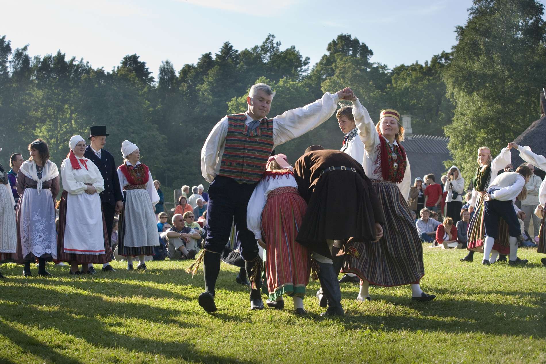 Estonian folk dancers in traditional costumes Photo: 